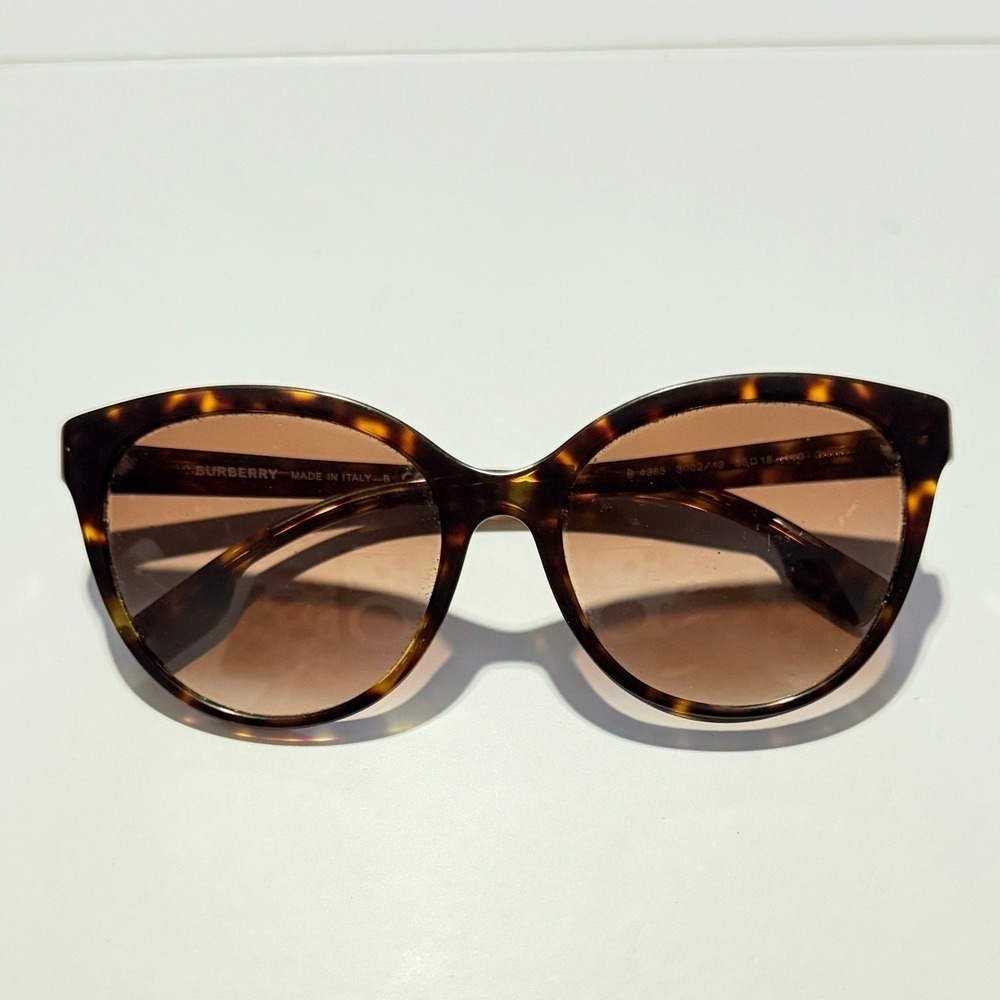 Burberry Sunglasses Dark Havana Tortoise TB Monogram Cat Eye Lux Designer Frames